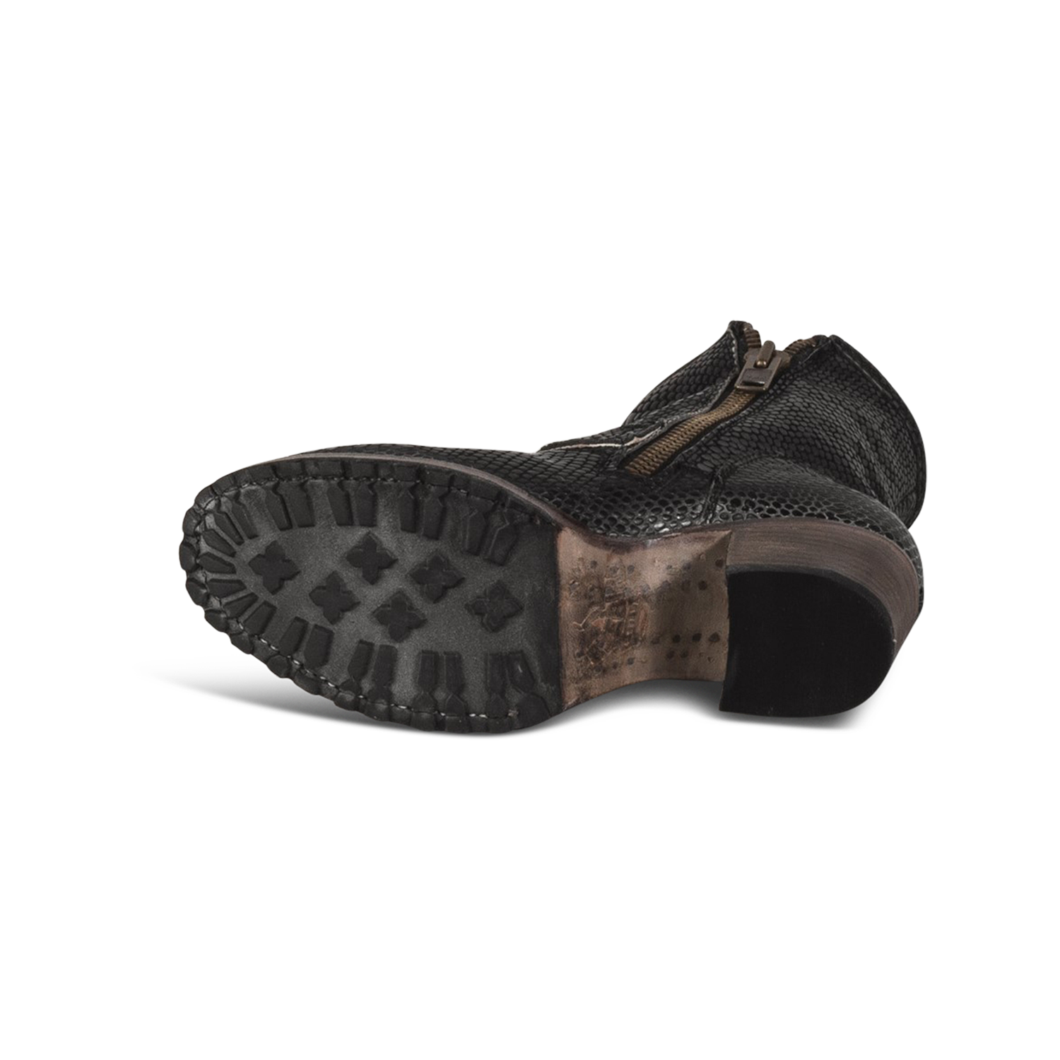 Carlito black snake FREEBIRD by Steven imprinted sole with rubbed tread