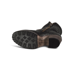 Carlito black snake FREEBIRD by Steven imprinted sole with rubbed tread