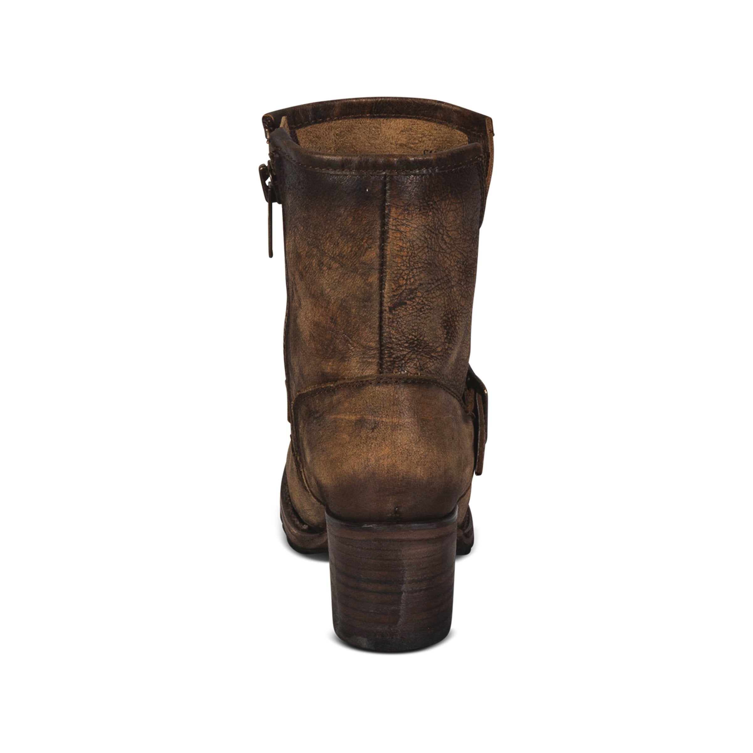 Carlito brown distressed back heel with wood wrapped heel