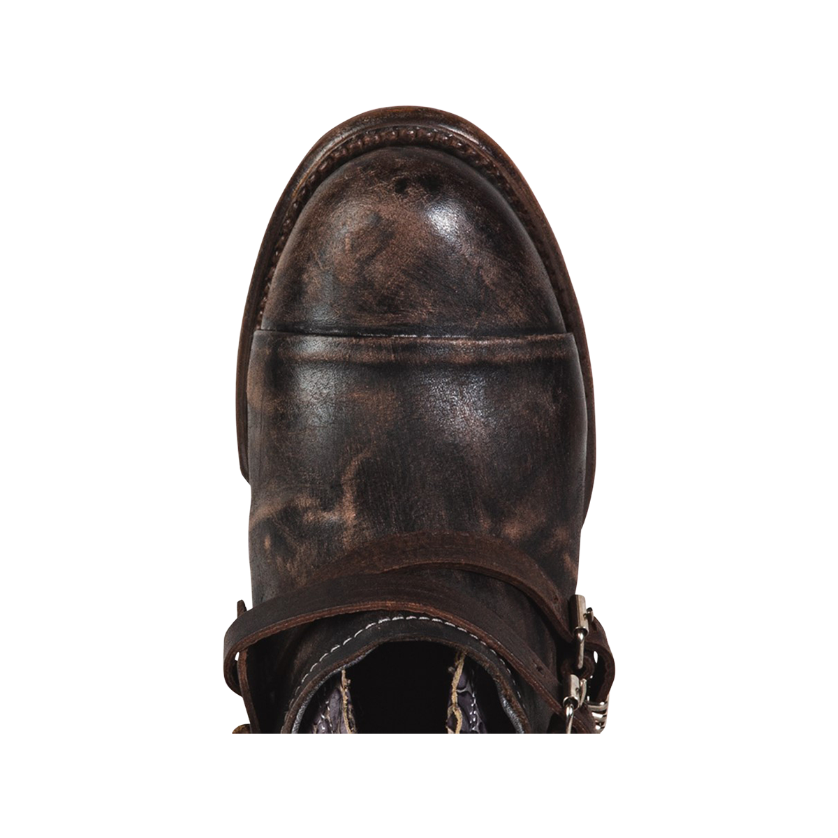 Crue brown multi round toe leather bootie