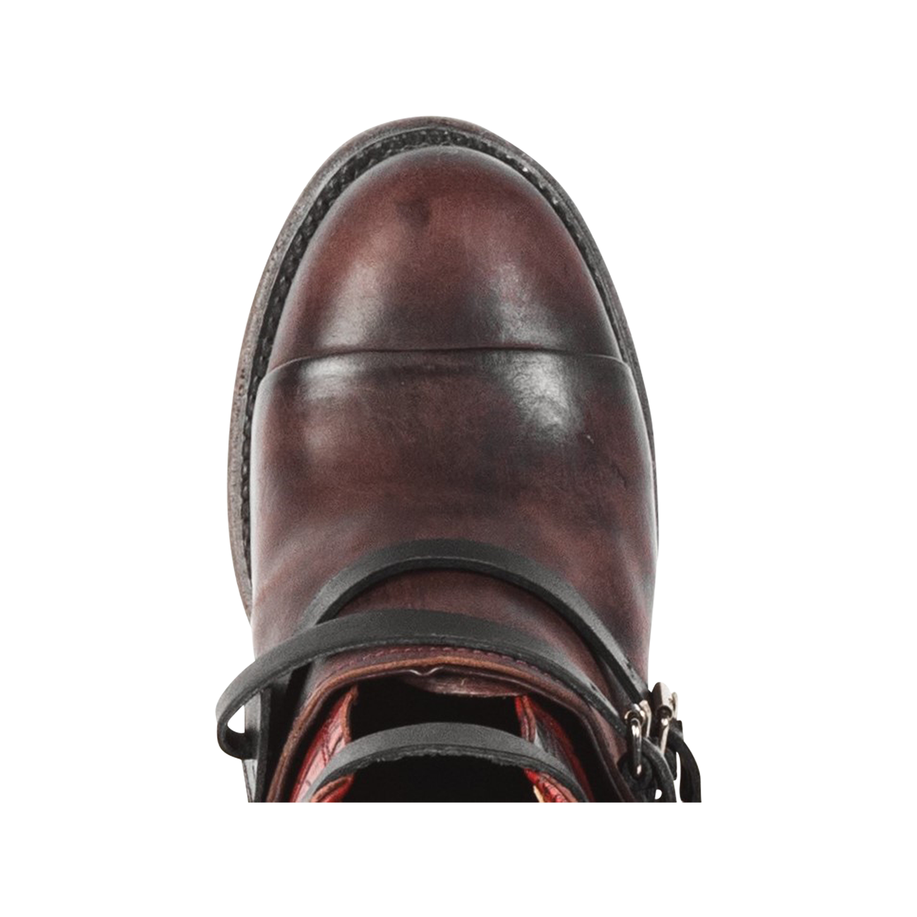 Crue wine multi round toe leather bootie