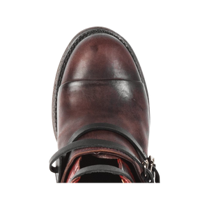 Crue wine multi round toe leather bootie