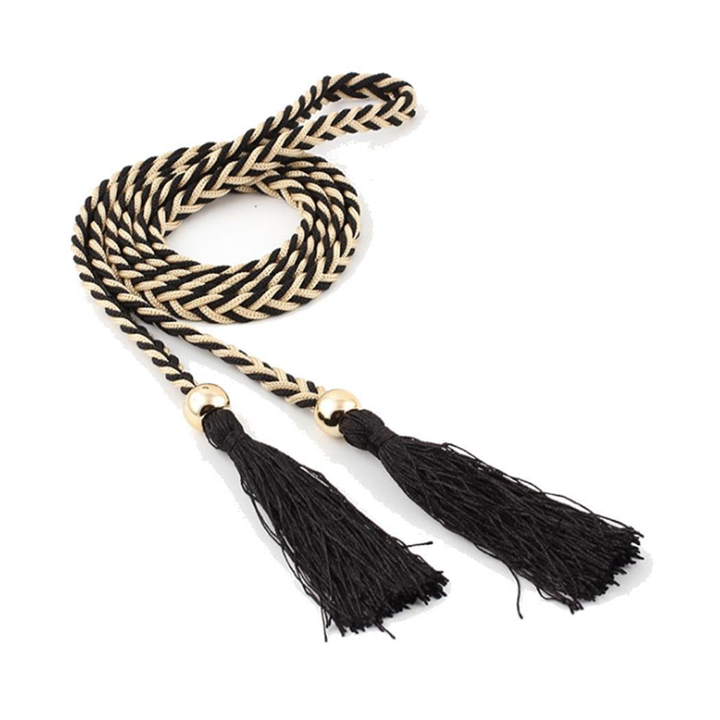durable Waist Woven Solid Tassel Belt Casual