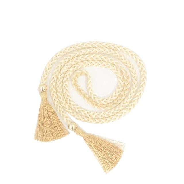 durable Waist Woven Solid Tassel Belt Casual