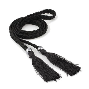 durable Waist Woven Solid Tassel Belt Casual